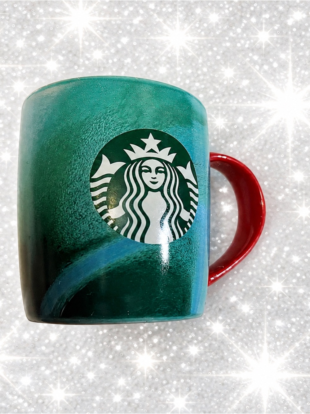 Starbucks Teal Green Mug with Red Handle